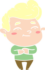 Obraz premium happy flat color style cartoon man