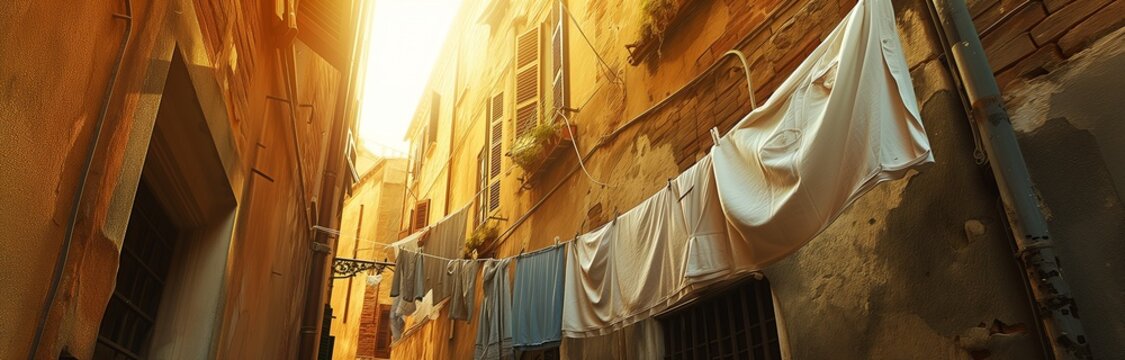 old town in italy with hanging cloths