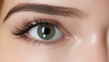 Obraz premium pretty female green eye with eyebrows and eye lashes - close up