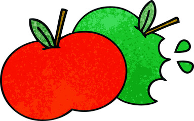 retro grunge texture cartoon apples