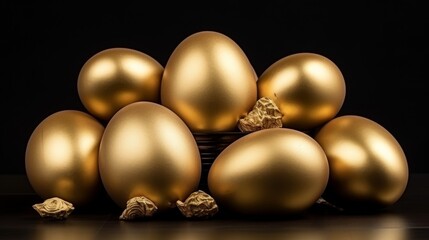 A Pile of Golden Eggs on a Table