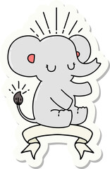 sticker of tattoo style cute elephant