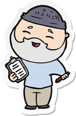 sticker of a cartoon happy bearded man