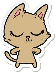 sticker of a calm cartoon cat