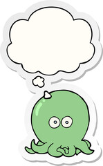 cartoon octopus and thought bubble as a printed sticker
