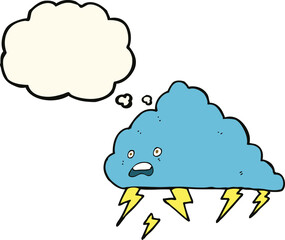 cartoon thundercloud with thought bubble