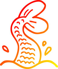 warm gradient line drawing cartoon mermaid tail