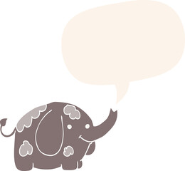 cartoon elephant and speech bubble in retro style