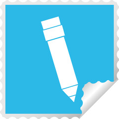 quirky square peeling sticker cartoon pencil