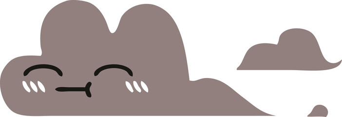 flat color retro cartoon storm cloud