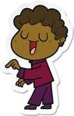 sticker of a laughing cartoon man