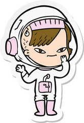 sticker of a cartoon astronaut woman