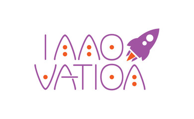 purple innovation logo. rocket innovation concept