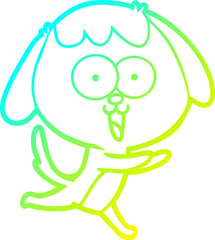 cold gradient line drawing cute cartoon dog