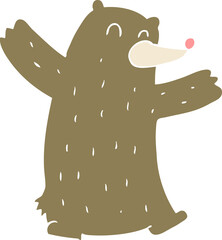 flat color illustration of a cartoon bear