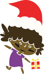 christmas cartoon of kawaii girl