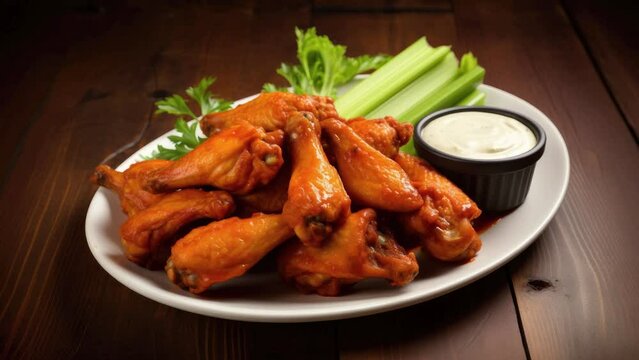 Zooming on a a Plate of Buffalo Wings