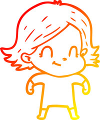 warm gradient line drawing cartoon friendly girl