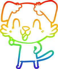 rainbow gradient line drawing laughing cartoon dog