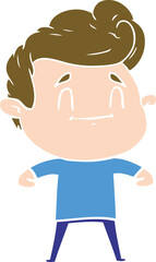 happy flat color style cartoon man