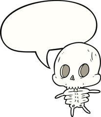 cute cartoon skeleton and speech bubble