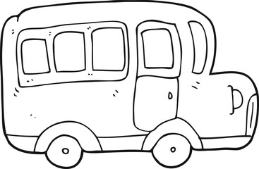 black and white cartoon yellow school bus