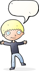 cartoon happy boy with speech bubble