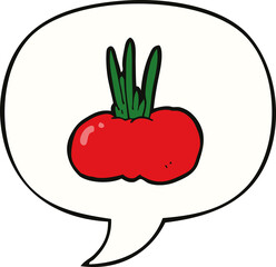cartoon vegetable and speech bubble