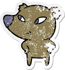 distressed sticker of a cute cartoon bear