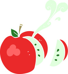 flat color illustration of a cartoon sliced apple