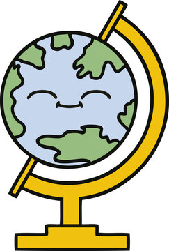cute cartoon globe of the world
