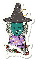 half orc mage with natural 20 dice roll illustration