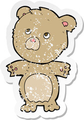 retro distressed sticker of a cartoon funny teddy bear
