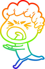 rainbow gradient line drawing cartoon furious man