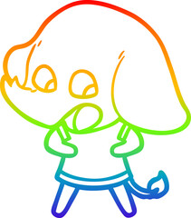 rainbow gradient line drawing cute cartoon elephant