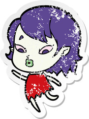 distressed sticker of a cute cartoon vampire girl