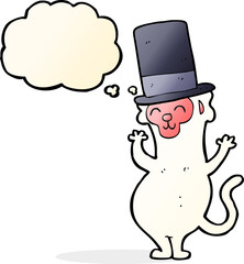 cartoon monkey in top hat with thought bubble