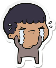 Obraz premium sticker of a cartoon man crying