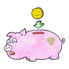 textured cartoon piggy bank