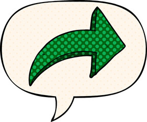 Obraz premium cartoon pointing arrow and speech bubble in comic book style