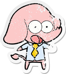 distressed sticker of a cute cartoon elephant