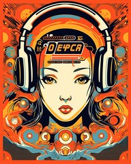 Japanese illustration art style, music poster. AI Generated