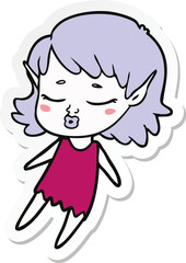 sticker of a pretty cartoon elf girl flying