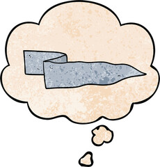 cartoon waving banner and thought bubble in grunge texture pattern style