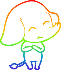 rainbow gradient line drawing cute cartoon elephant