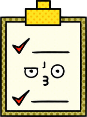 comic book style cartoon check list