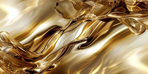 Liquid gold swirls, intertwining in an elegant, abstract dance, suggesting luxury and fluidity