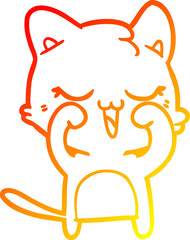 warm gradient line drawing cartoon cat