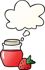 cartoon jam jar and thought bubble in smooth gradient style