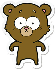 sticker of a surprised bear cartoon